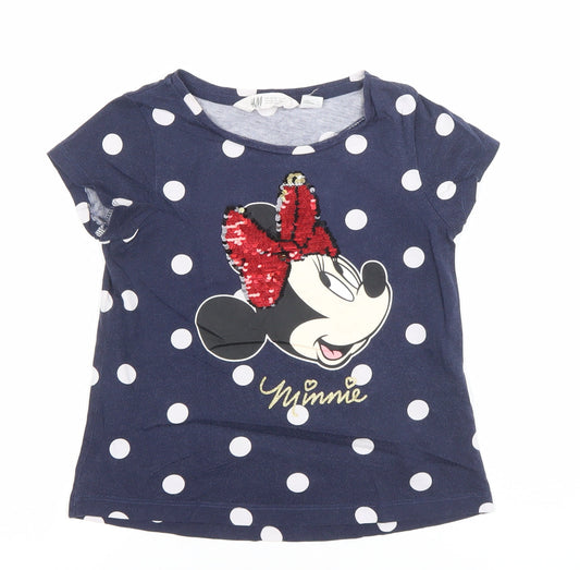 Girls UK Size 7-8 Years H&M Blue Basic T-Shirt