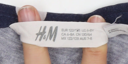 Girls UK Size 7-8 Years H&M Blue Basic T-Shirt