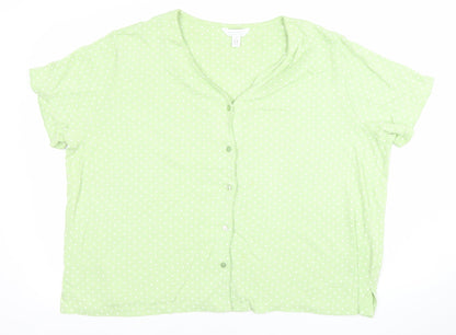 Charter Club Womens Green Polka Dot Cotton Short Sleeve Cardigan 2XL