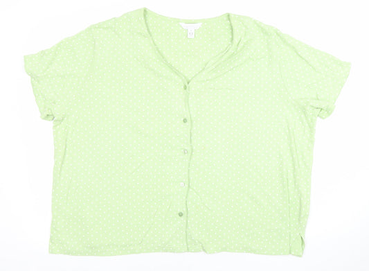 Charter Club Womens Green Polka Dot Cotton Short Sleeve Cardigan 2XL
