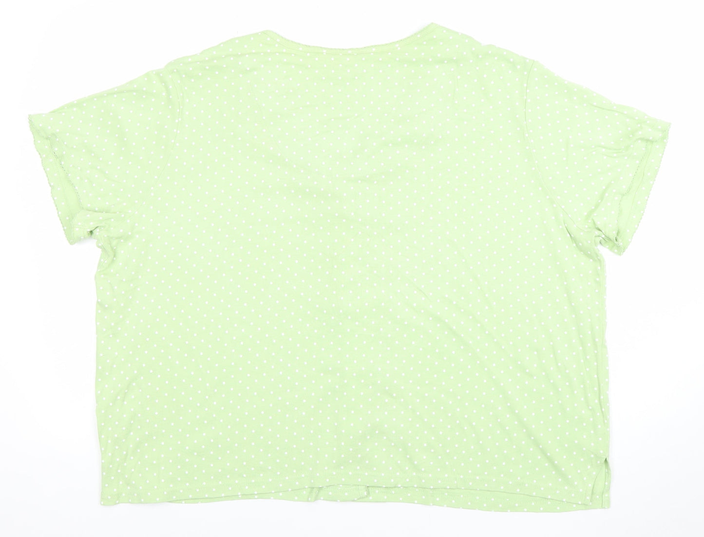 Charter Club Womens Green Polka Dot Cotton Short Sleeve Cardigan 2XL