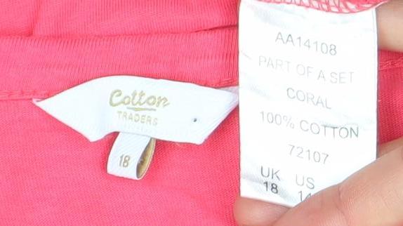 Cotton Traders Women's Coral Pink Size 18 Tunic T-Shirt 100% Cotton