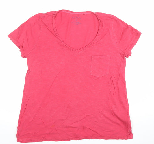 FatFace Women's Pink Organic Cotton V-Neck T-Shirt Size 8