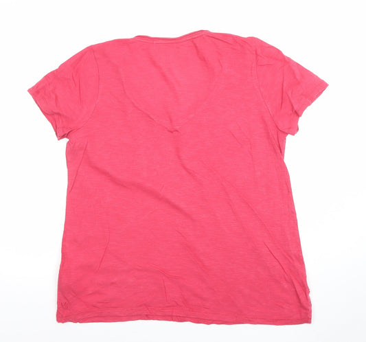 FatFace Women's Pink Organic Cotton V-Neck T-Shirt Size 8