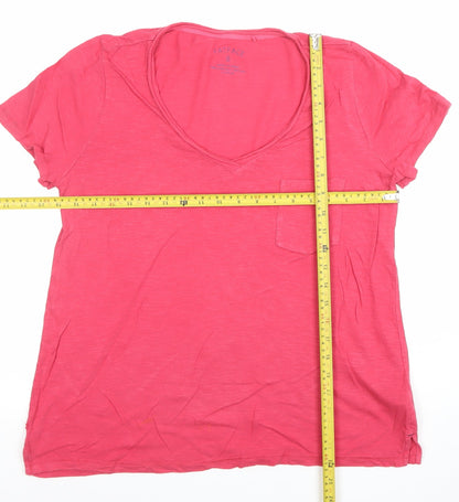FatFace Women's Pink Organic Cotton V-Neck T-Shirt Size 8