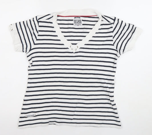 Womens UK Size S Voile Bleue Blue Basic T-Shirt