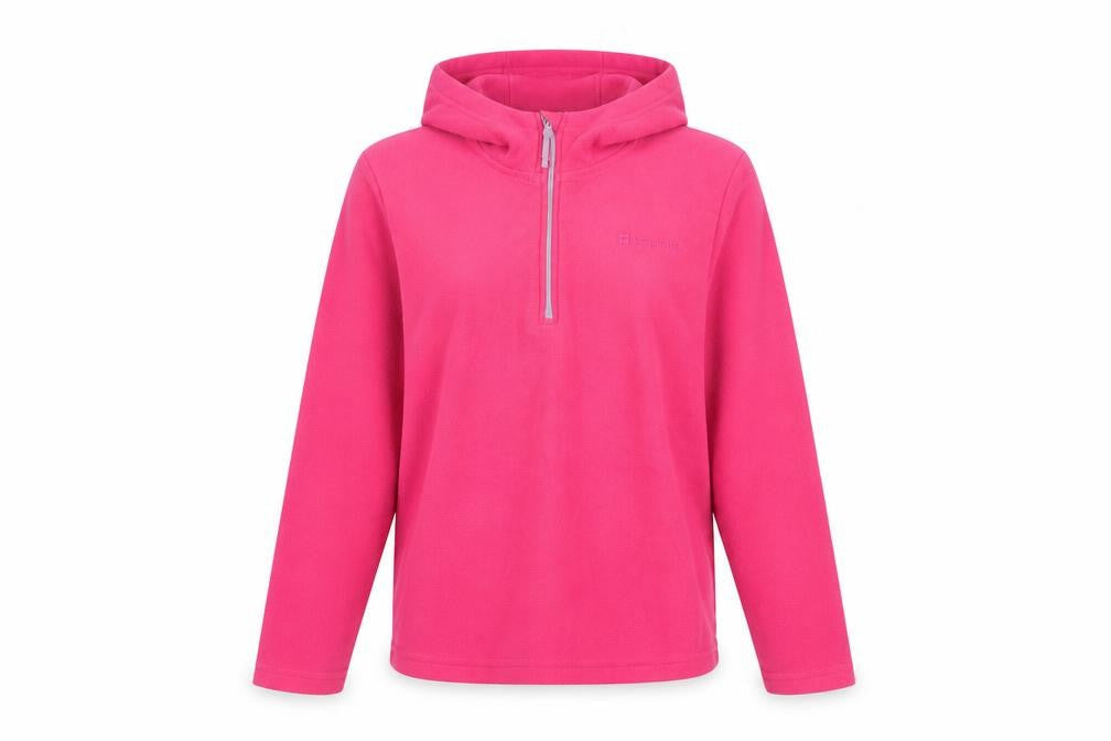 Front view of Mountain Warehouse Teens Pink Fleece Hoodie 13 Yrs 1/2 Zip