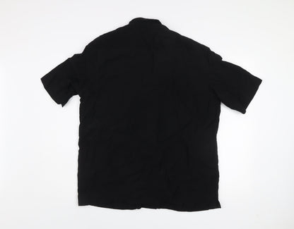 Zara Men's Black XL Short Sleeve Regular Fit Button-Up Shirt