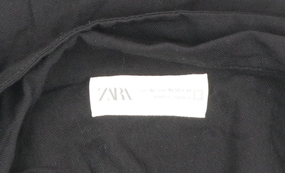 Zara Men's Black XL Short Sleeve Regular Fit Button-Up Shirt