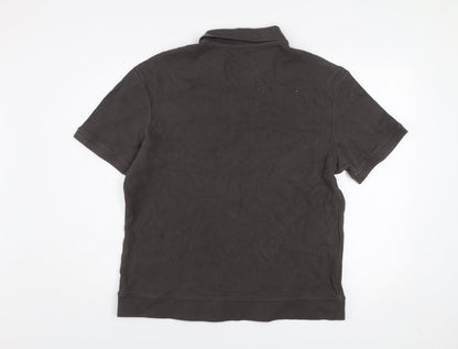 Zara Men Brown Collared Short Sleeve Cotton Knit Polo Shirt Size XL