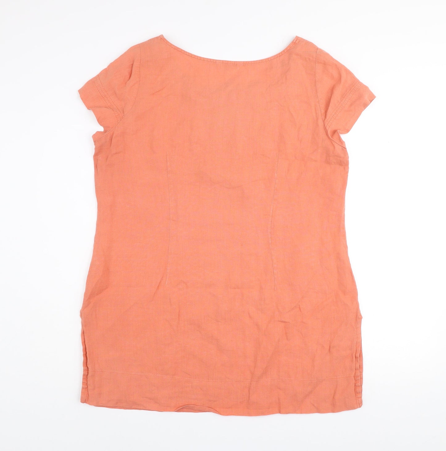 Marks and Spencer Women’s Orange Linen Shift Dress Size 18 Short Sleeve