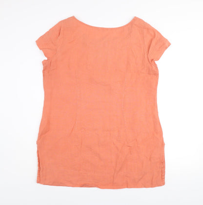 Marks and Spencer Women’s Orange Linen Shift Dress Size 18 Short Sleeve