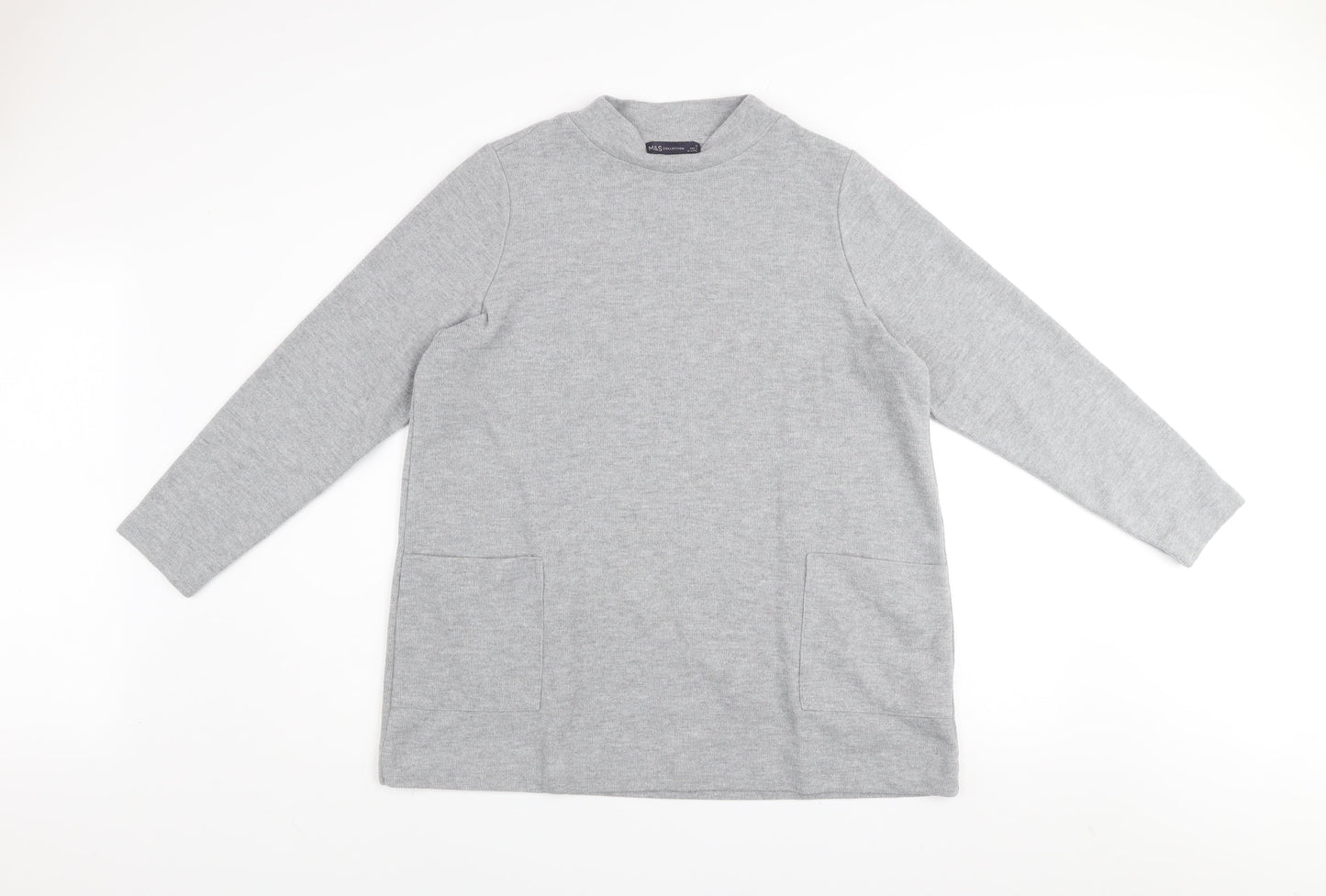 Marks and Spencer Women’s Grey Knit Shift Dress Size 18 Long Sleeve Casual