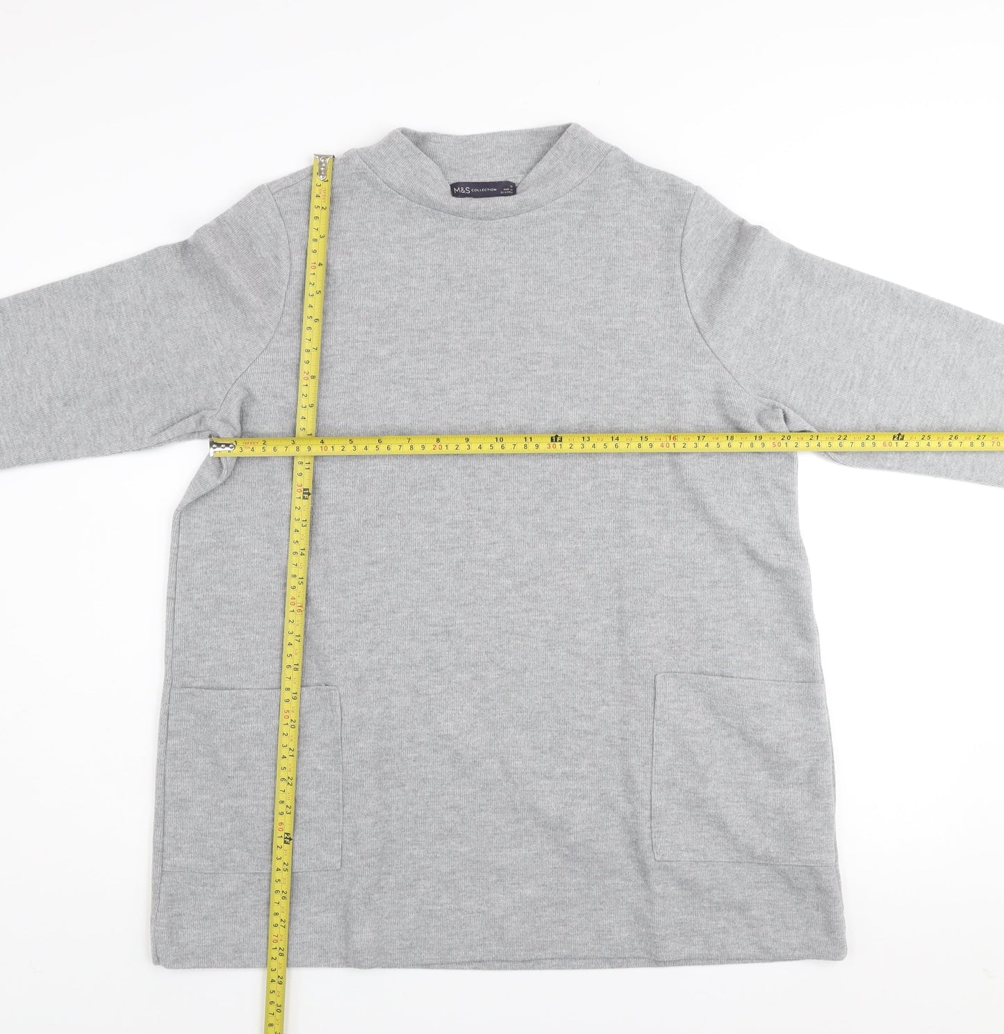 Marks and Spencer Women’s Grey Knit Shift Dress Size 18 Long Sleeve Casual