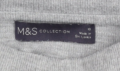 Marks and Spencer Women’s Grey Knit Shift Dress Size 18 Long Sleeve Casual