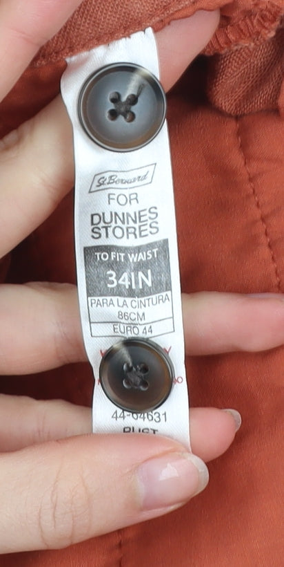 Dunnes Stores Men's Brown Linen Chino Shorts Size L 34in Waist