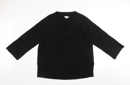 Monsoon Women’s Black V-Neck Cable-Knit Pullover Jumper Size L