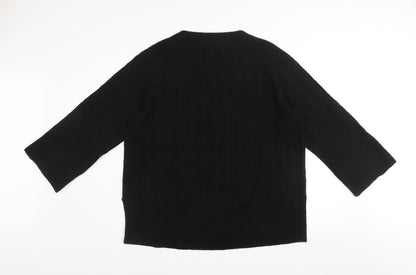 Monsoon Women’s Black V-Neck Cable-Knit Pullover Jumper Size L