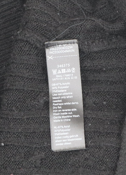 Monsoon Women’s Black V-Neck Cable-Knit Pullover Jumper Size L