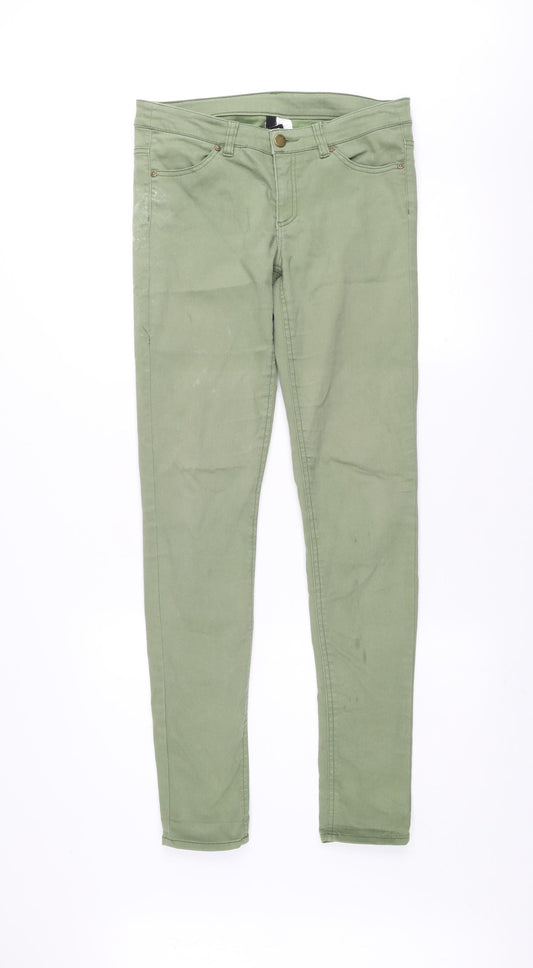 Womens UK Size 10 H&M Slim Fit Skinny Green Jeans