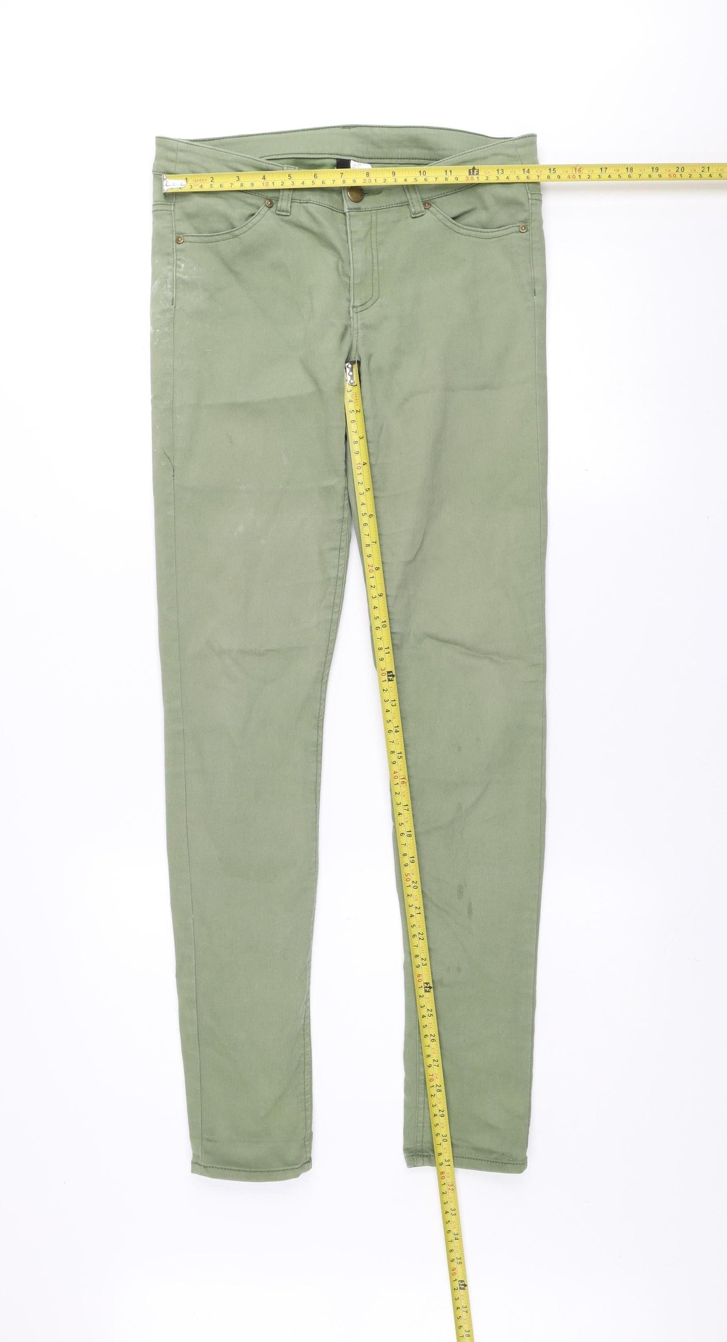 Womens UK Size 10 H&M Slim Fit Skinny Green Jeans