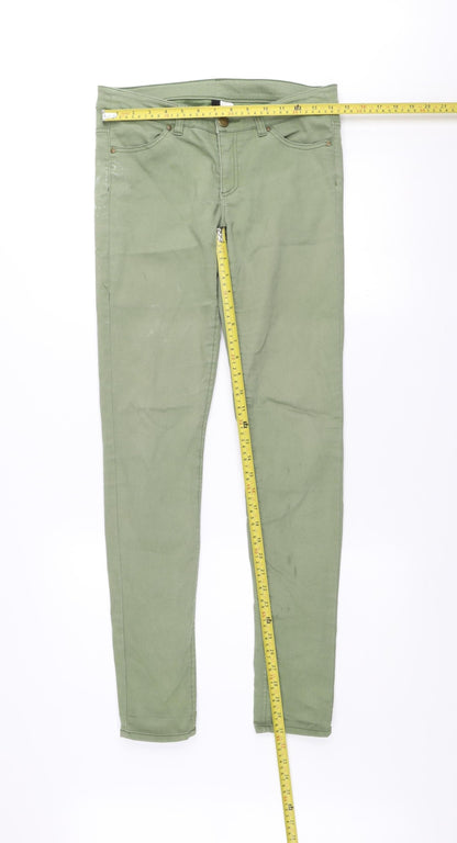 Womens UK Size 10 H&M Slim Fit Skinny Green Jeans