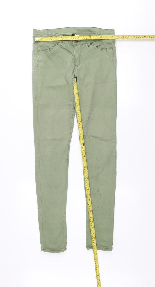 Womens UK Size 10 H&M Slim Fit Skinny Green Jeans