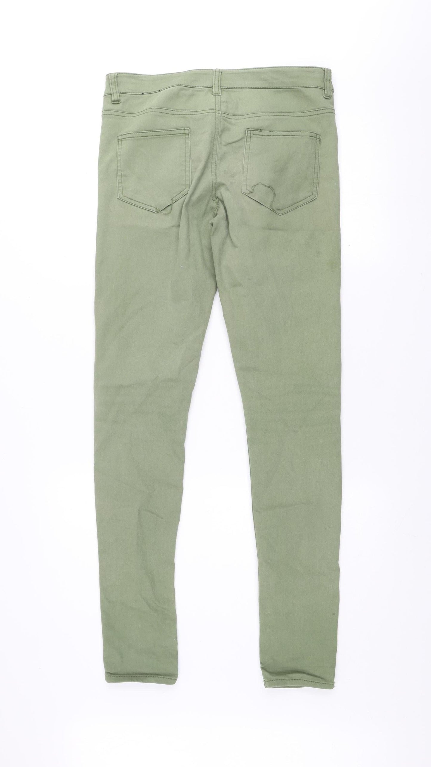 Womens UK Size 10 H&M Slim Fit Skinny Green Jeans
