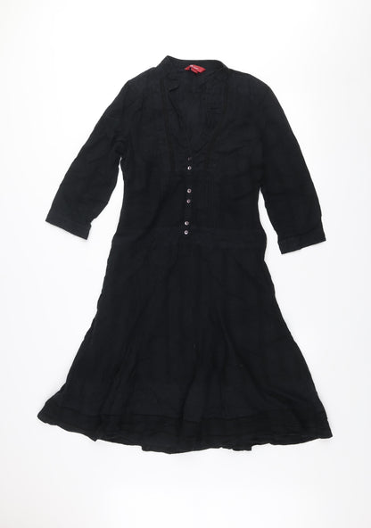 Monsoon Women Black Size 8 Fit & Flare Cotton Knee Length Dress
