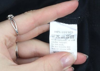 Monsoon Women Black Size 8 Fit & Flare Cotton Knee Length Dress