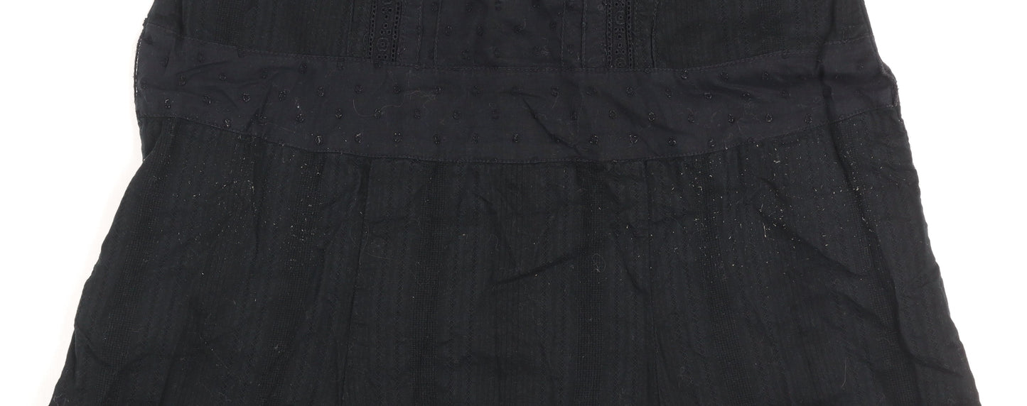 Monsoon Women Black Size 8 Fit & Flare Cotton Knee Length Dress