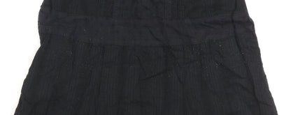 Monsoon Women Black Size 8 Fit & Flare Cotton Knee Length Dress