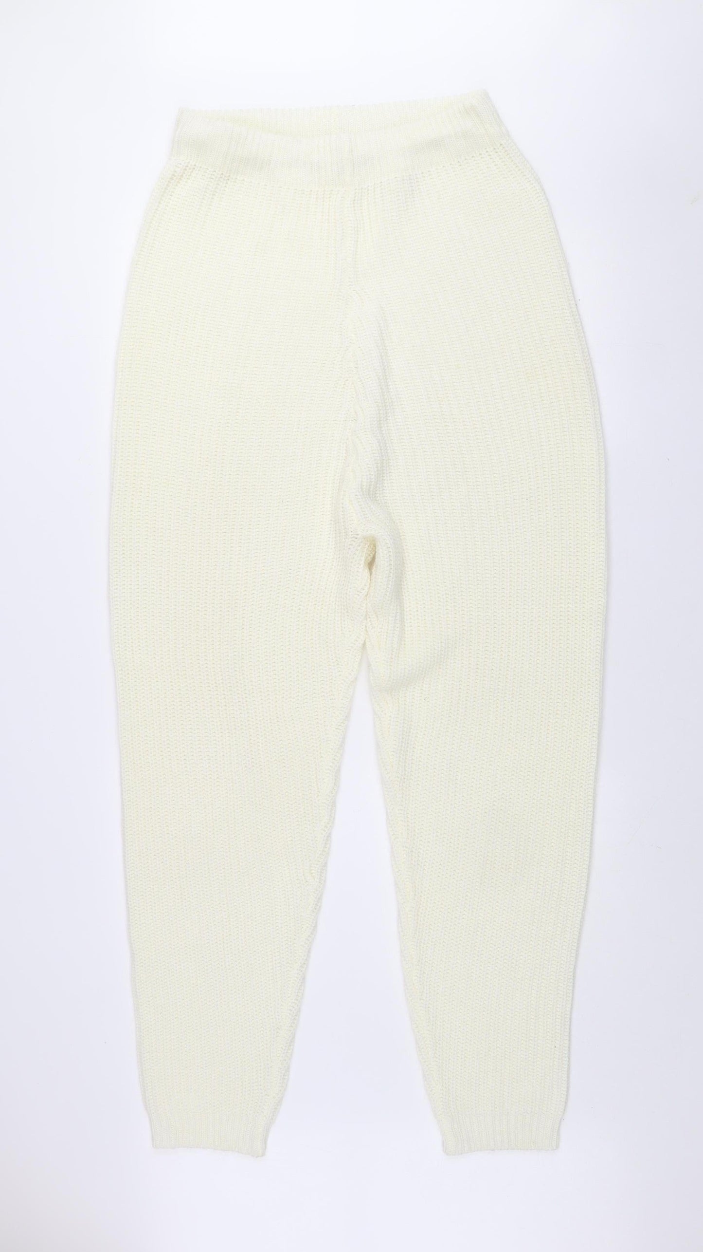 Womens UK Size 14 Misspap Regular Fit Jogger Ivory Trousers