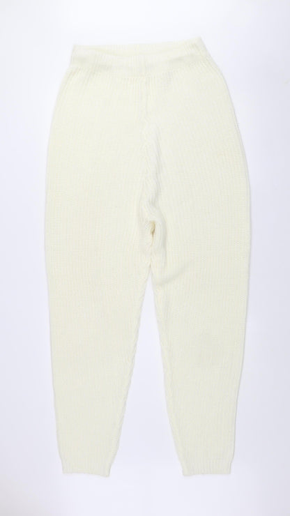 Womens UK Size 14 Misspap Regular Fit Jogger Ivory Trousers