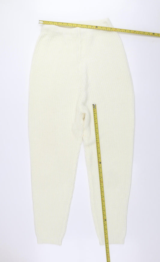 Womens UK Size 14 Misspap Regular Fit Jogger Ivory Trousers