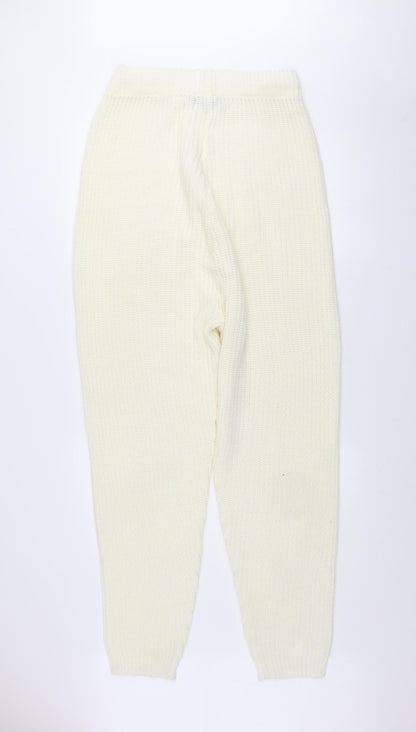 Womens UK Size 14 Misspap Regular Fit Jogger Ivory Trousers