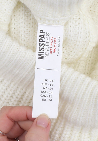 Womens UK Size 14 Misspap Regular Fit Jogger Ivory Trousers