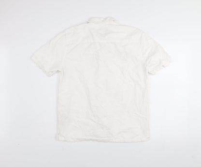 The Stronghold Men's White Regular Fit Cotton Short Sleeve Shirt M