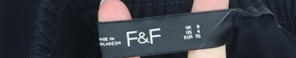 F&F Womens Black Tapered Trousers Size 8 Stretch Comfort Pants