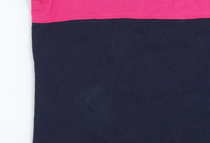 Asics Men's Blue & Pink Colourblock Rugby Shirt Size S Long Sleeve