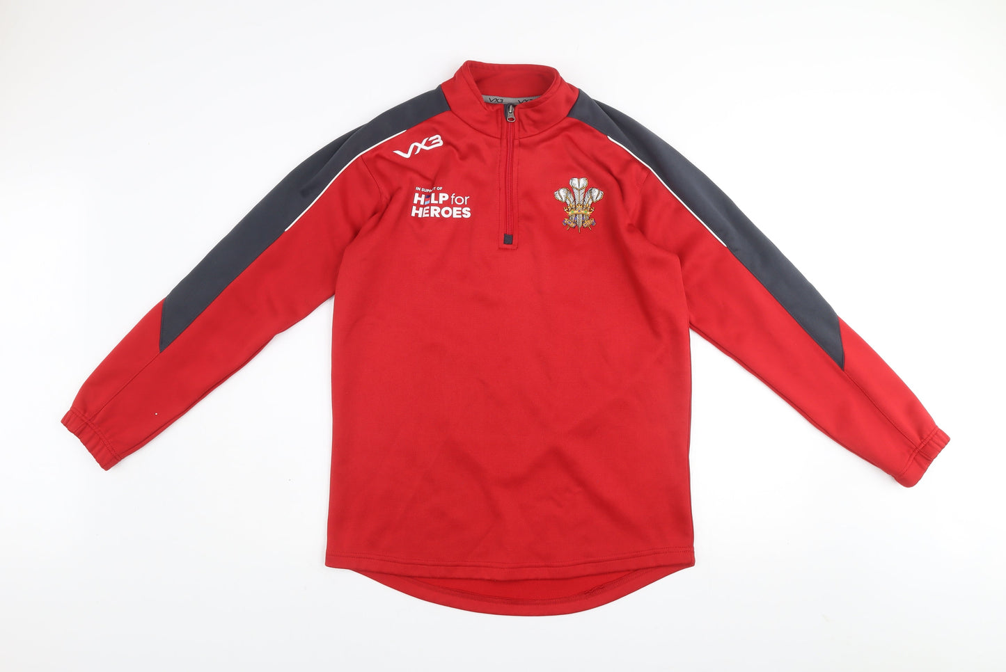 VX3 Men’s Red 1/4 Zip Rugby Sweatshirt Size S Help for Heroes