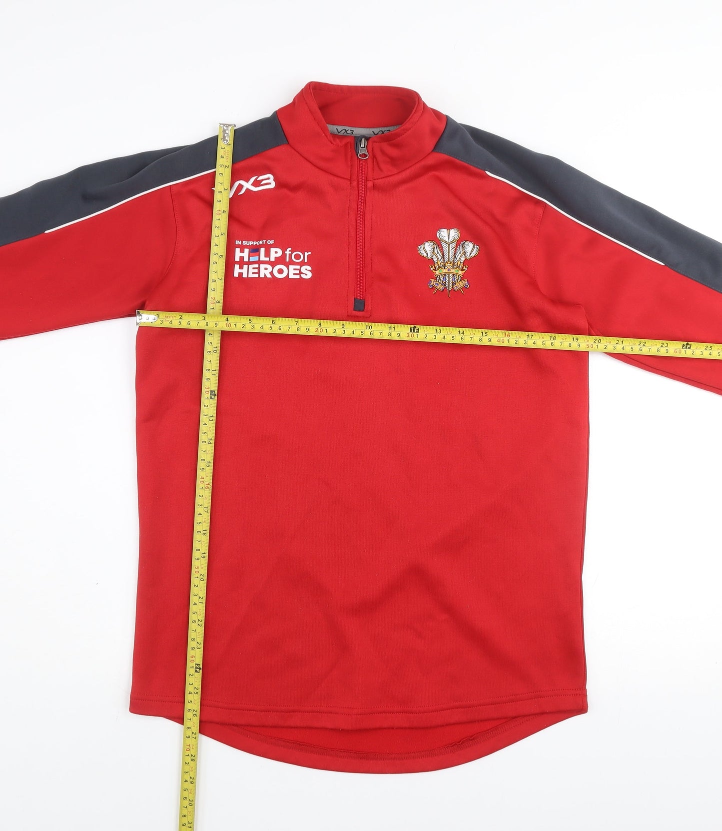 VX3 Men’s Red 1/4 Zip Rugby Sweatshirt Size S Help for Heroes