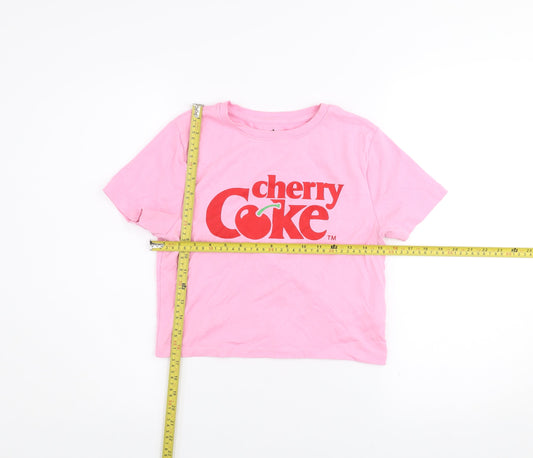 Primark Women’s Pink Cherry Coke Cropped T-Shirt Size L