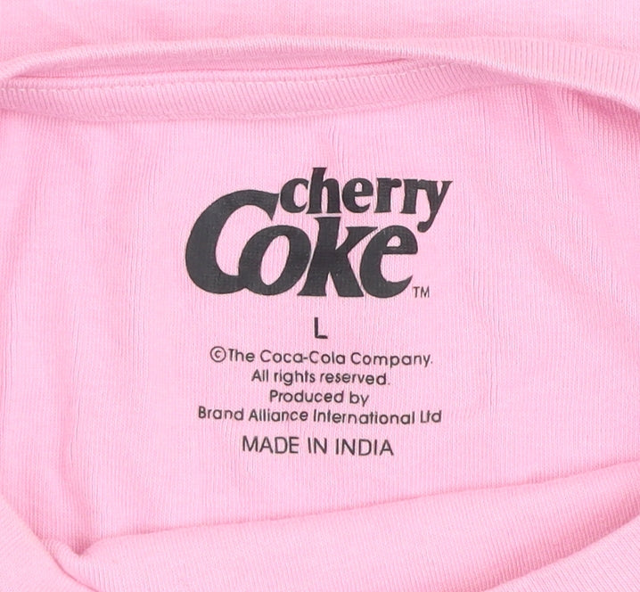 Primark Women’s Pink Cherry Coke Cropped T-Shirt Size L