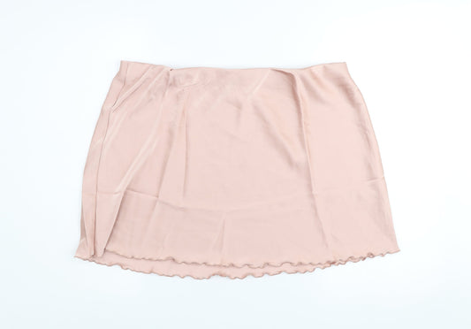 H&M Womens Beige Short Satin Stretch Skirt XL