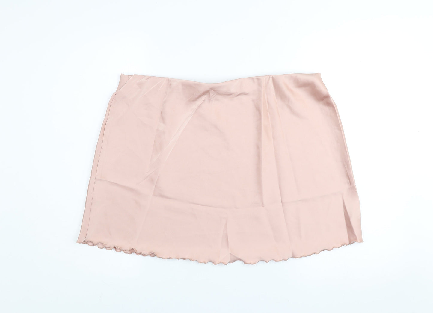 H&M Womens Beige Short Satin Stretch Skirt XL