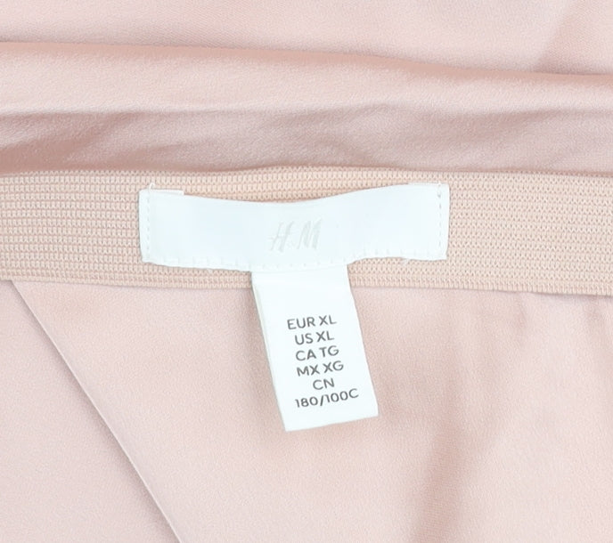 H&M Womens Beige Short Satin Stretch Skirt XL