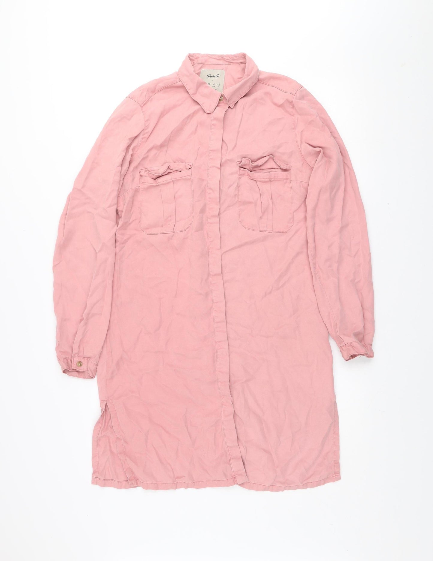 Denim Co. Women's Pink Long Sleeve Shirt Dress Size 10