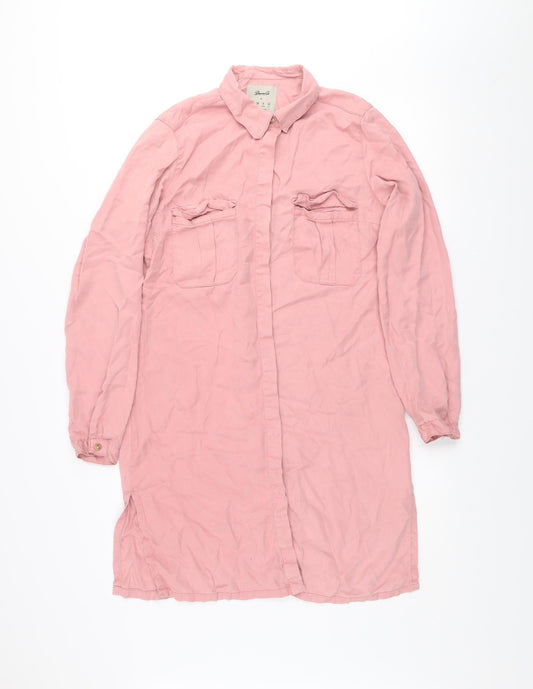 Denim Co. Women's Pink Long Sleeve Shirt Dress Size 10