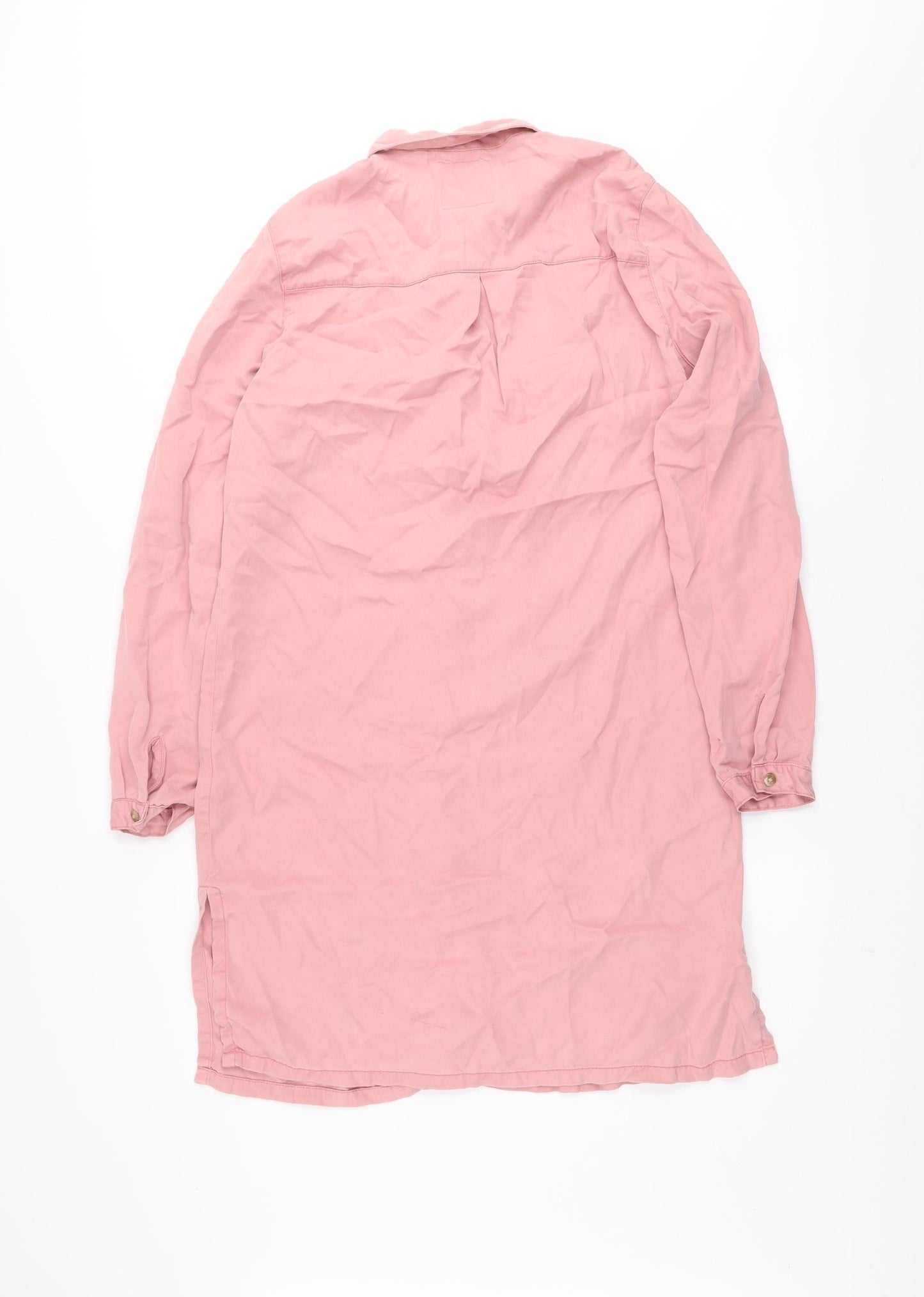 Denim Co. Women's Pink Long Sleeve Shirt Dress Size 10